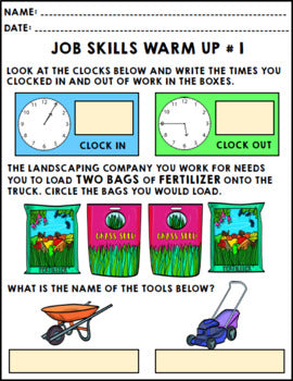 Life Skills - Job Skills - Warm Ups - Vocational Skills - Landscaping Jobs - CBI