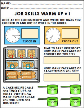 Life Skills - Job Skills - Warm Ups - Vocational Skills - Bakery Jobs - CBI