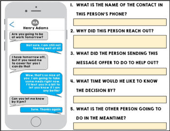 Text Messages - Reading Comprehension - Life Skills - GOOGLE - Functional Skills