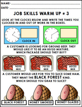 Life Skills - Job Skills - Warm Ups - Vocational Skills - Grocery Jobs