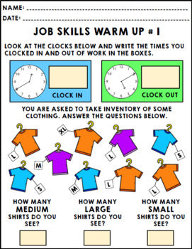 Job Skills - Life Skills Warm Ups - Vocational Skills - Clothing Store