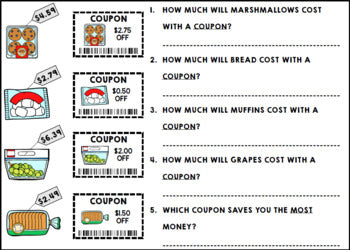 Life Skills - Shopping - Coupons - Money - Math - Grocery Store - Unit Five