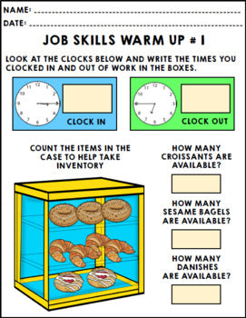 Job Skills - Life Skills Warm Ups - Vocational Skills - Coffee Shop