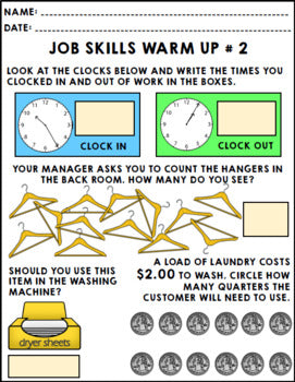 Job Skills - Life Skills Warm Ups - Vocational Skills - Laundry - Laundromat