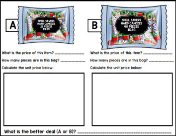 Life Skills - Halloween Comparison Shopping - Unit Price - Money - Math