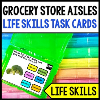 Life Skills - Grocery Shopping - Grocery Aisles - Task Cards - Special Education