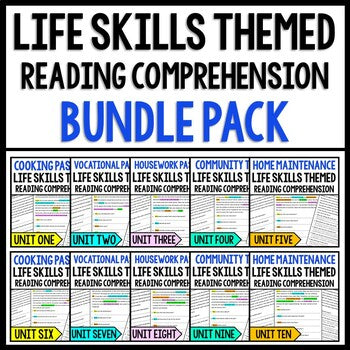 Life Skills - Job Skills - Reading Comprehension - Special Education BUNDLE