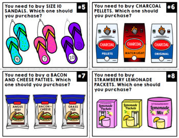 Life Skills - Shopping - Summer - Task Cards - Special Education