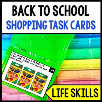 Life Skills - Shopping - Back to School - Task Cards - Special Education