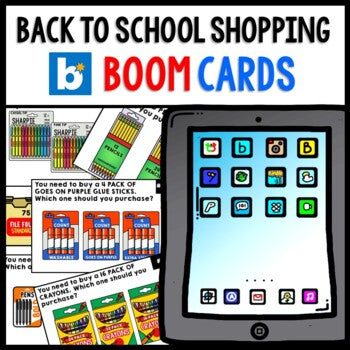 Life Skills Shopping - Back to School Task Cards - Special Education Boom Cards