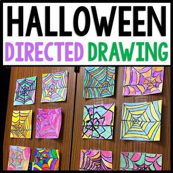 Halloween Art - Spiderweb Directed Drawing - Reading Comprehension